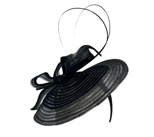Simple Black Fascinator with Velvet Trim & Headband L 6107