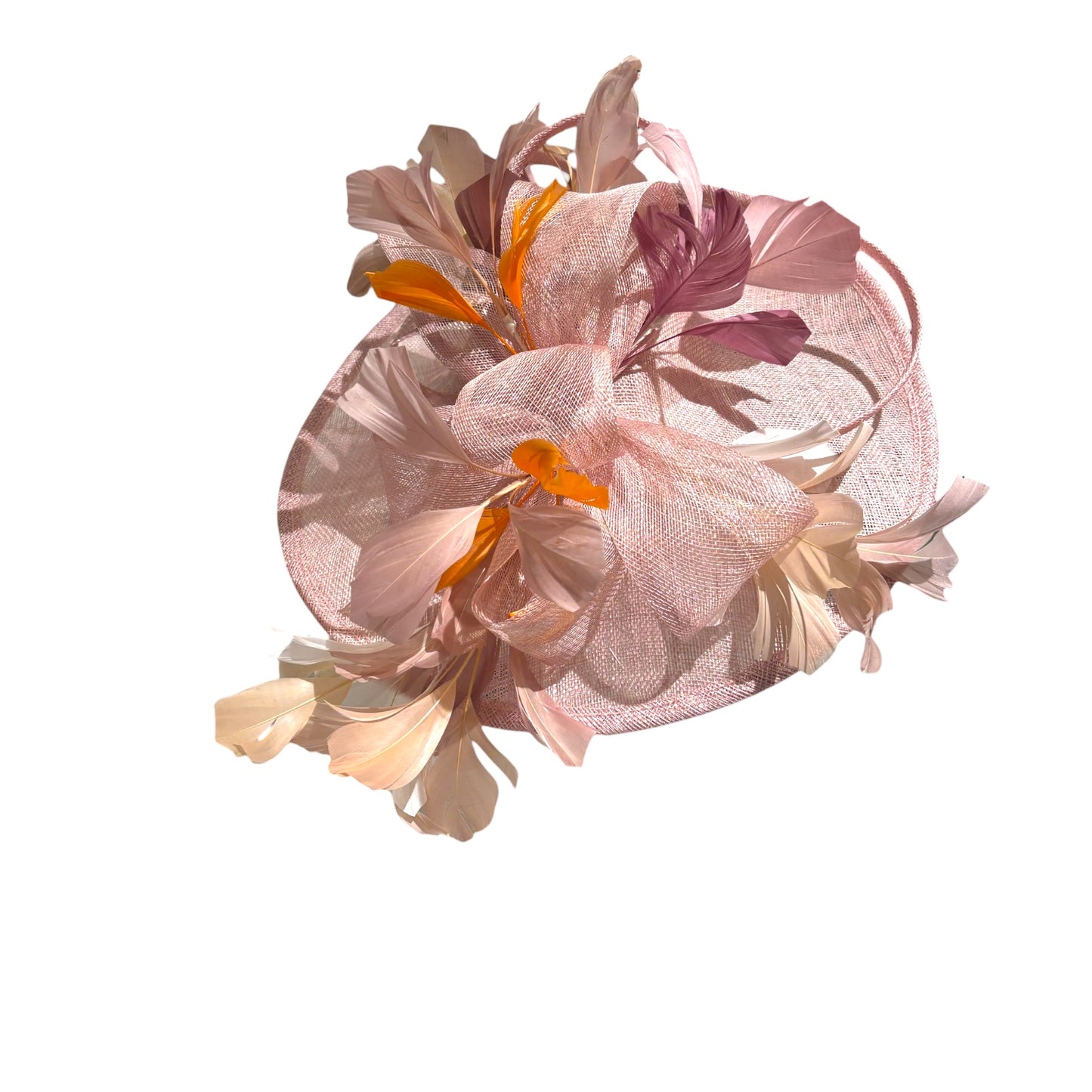 Women's Large Fashion Sinamay Dressy Derby Hat Feather Flowers with Headband L6106