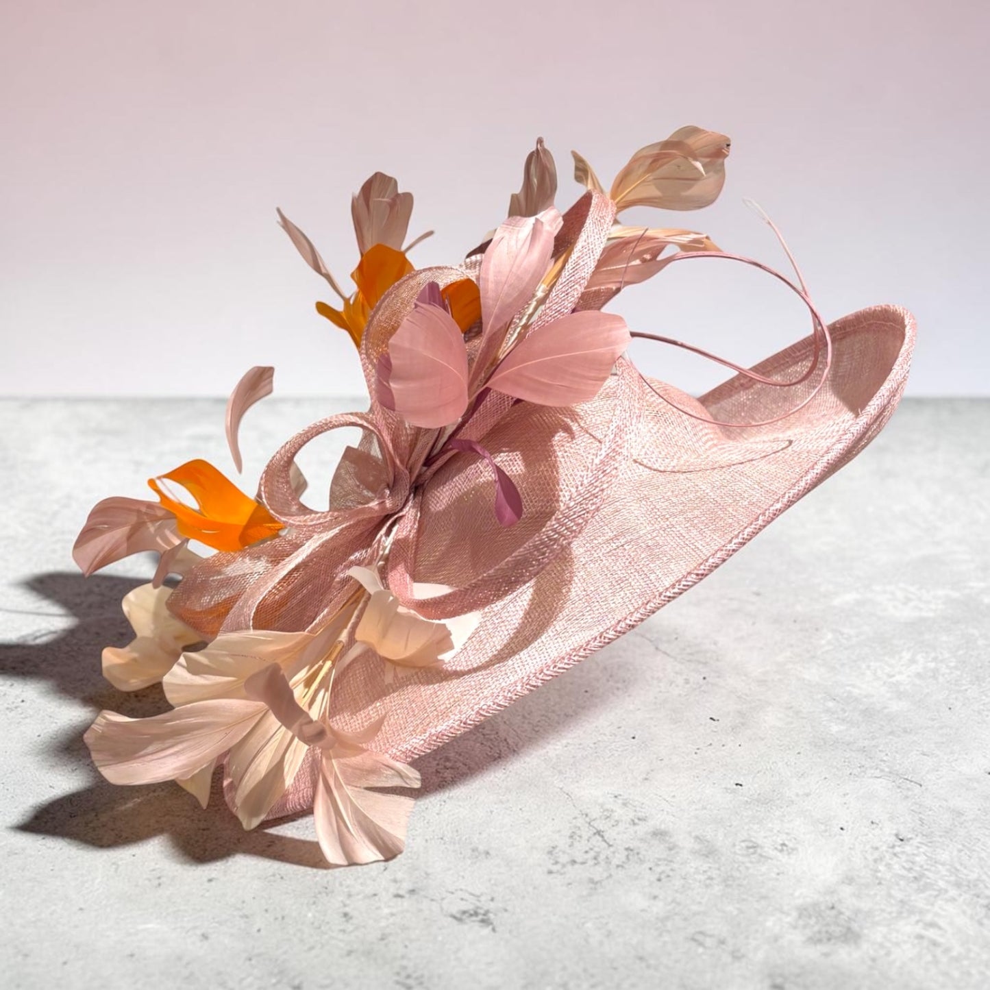 Women's Large Fashion Sinamay Dressy Derby Hat Feather Flowers with Headband L6106