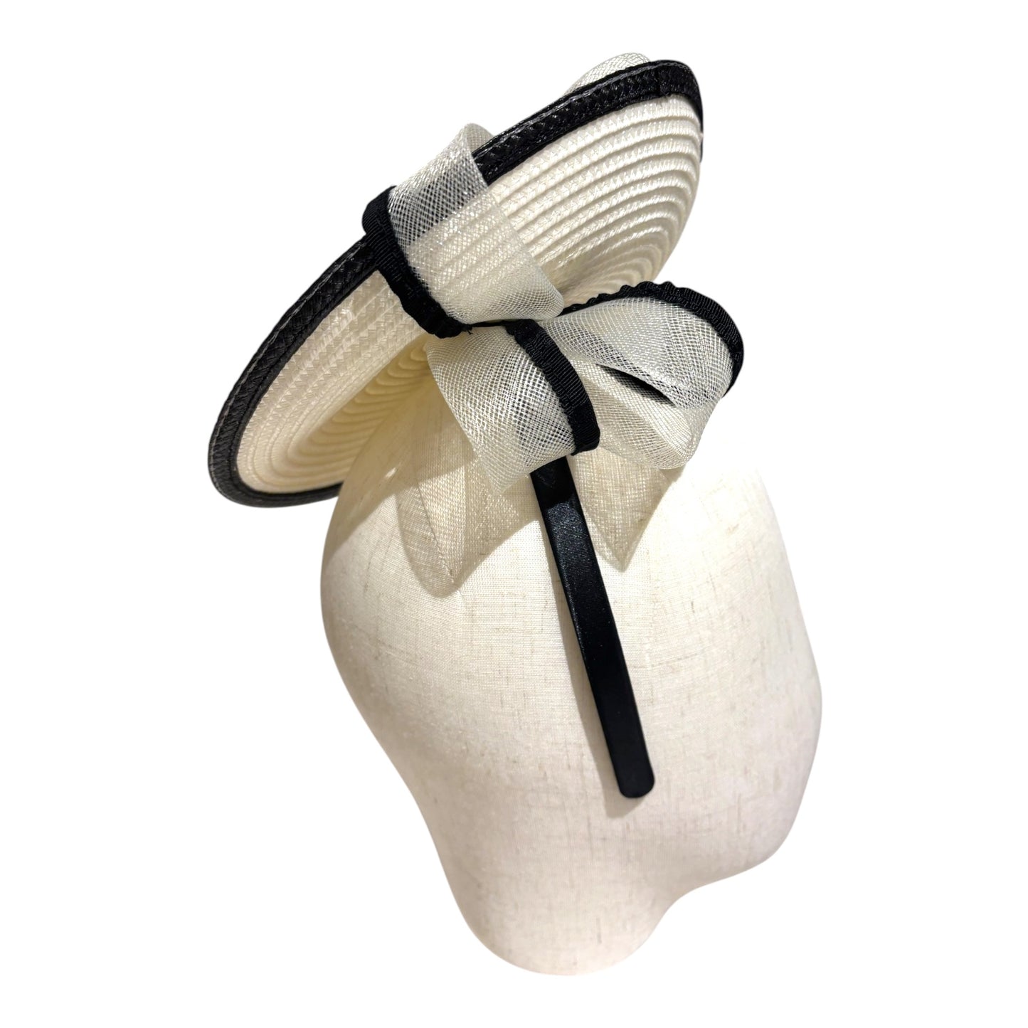 Women's Cute Black & White Fascinator with Trim Headband L6108