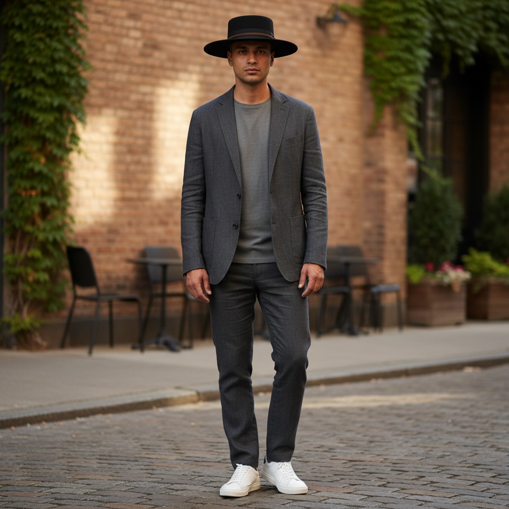 Unsex Wide Brim Wool Fedora  Round Top with Inside Adjustable Velcro Band
