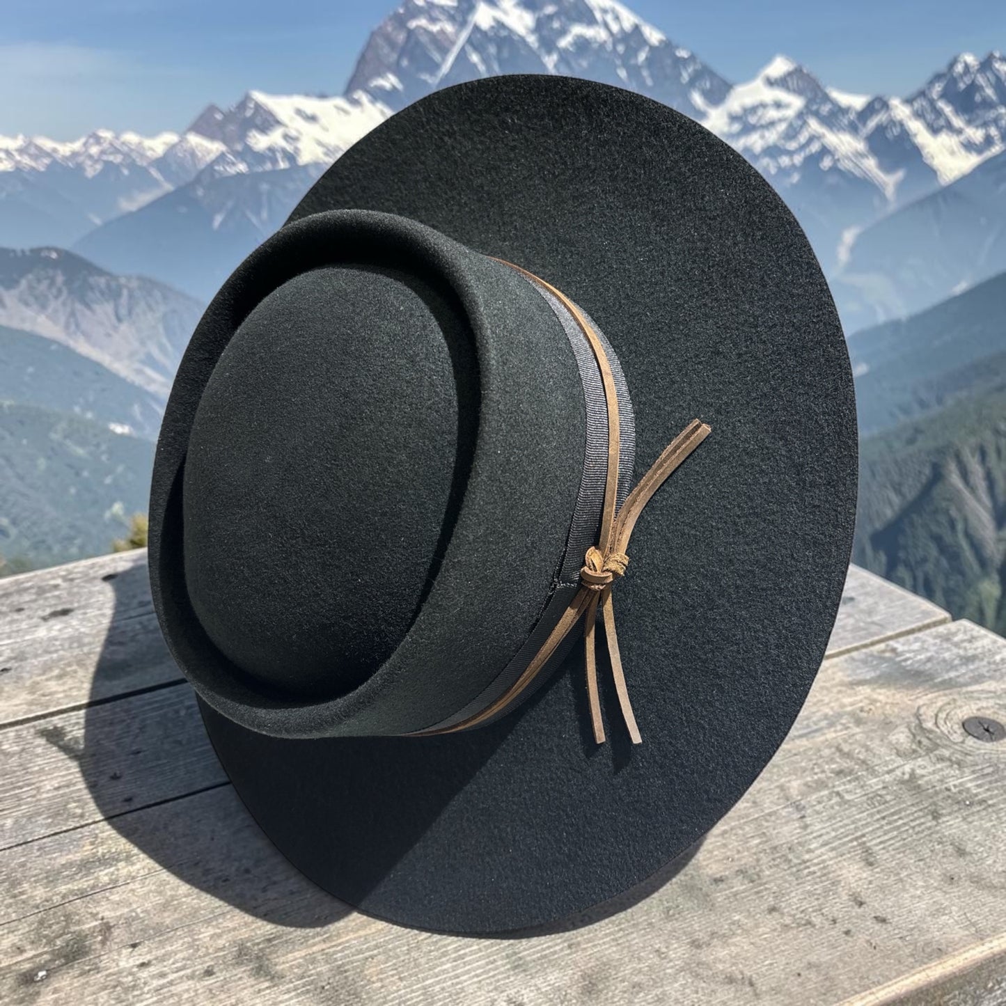 Unsex Wide Brim Wool Fedora  Round Top with Inside Adjustable Velcro Band