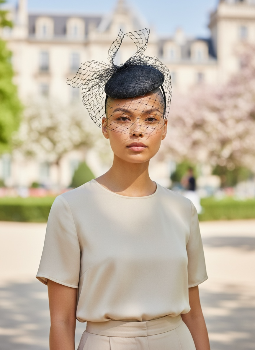 Sinamay Women's Church Derby Hats with Veil L6108