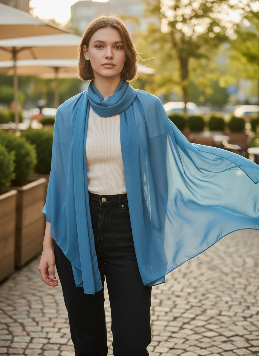 Women's Light Weigh Solid Color Chiffon Scarf Shawl