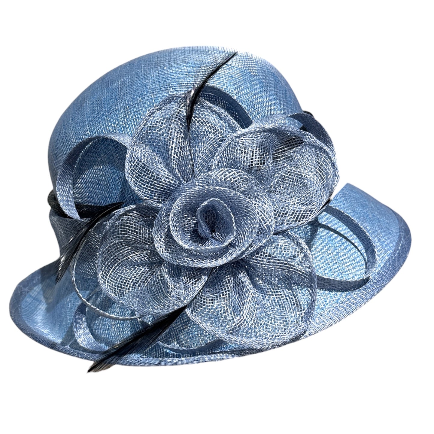 Two Tone Women's Small Brim Tea Party Hat with Flower L6110