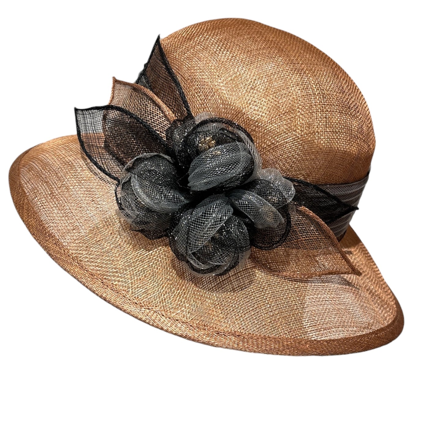 Women's Small Brim Two Tone Sinamay Church Hat L6011