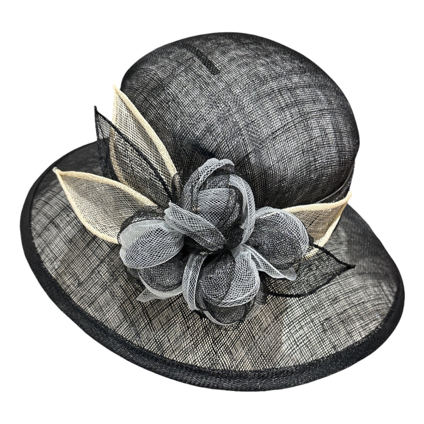 Women's Small Brim Two Tone Sinamay Church Hat L6011