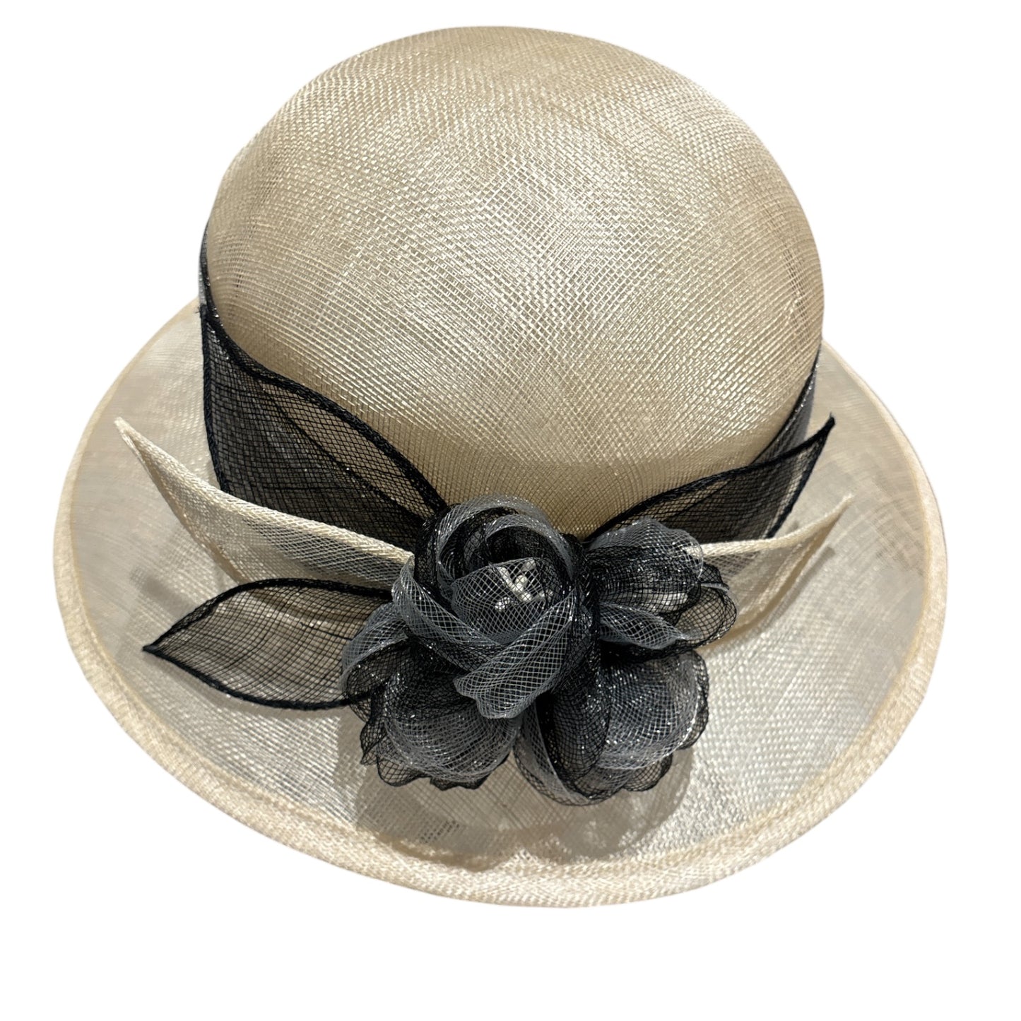 Women's Small Brim Two Tone Sinamay Church Hat L6011