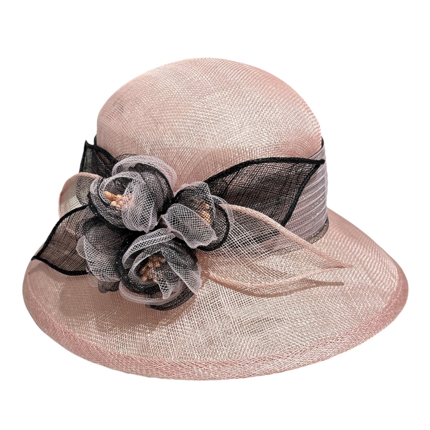 Women's Small Brim Two Tone Sinamay Church Hat L6011