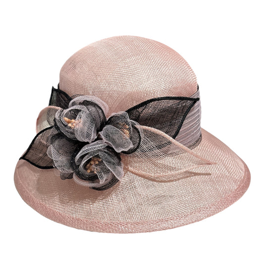 Women's Small Brim Two Tone Sinamay Church Hat L6011