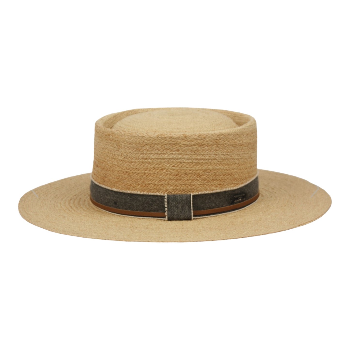 Morreton wide flat brim pork pie raffia straw hat L107
