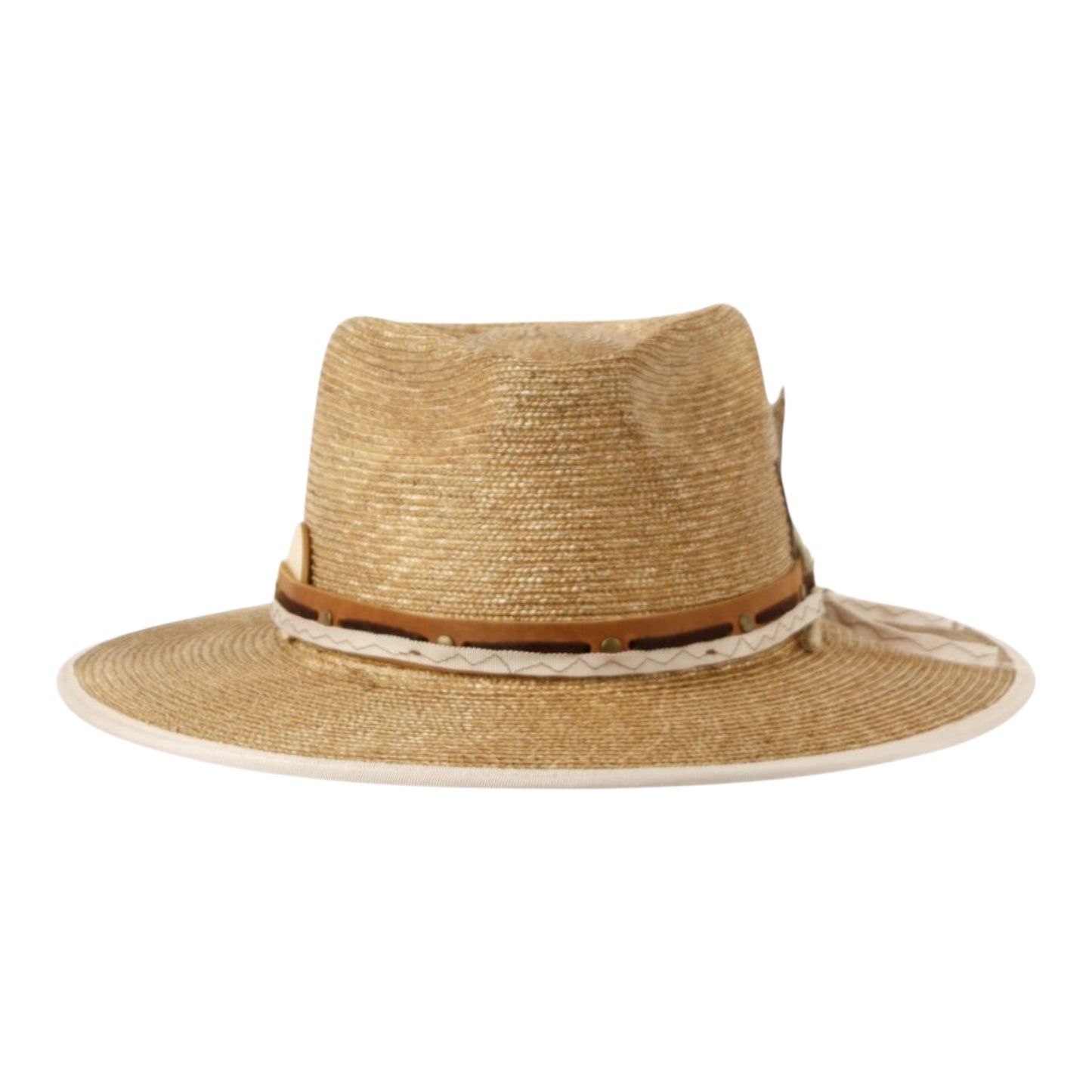 Men's Wider Woven Straw Fedora With Decoration Band L7078