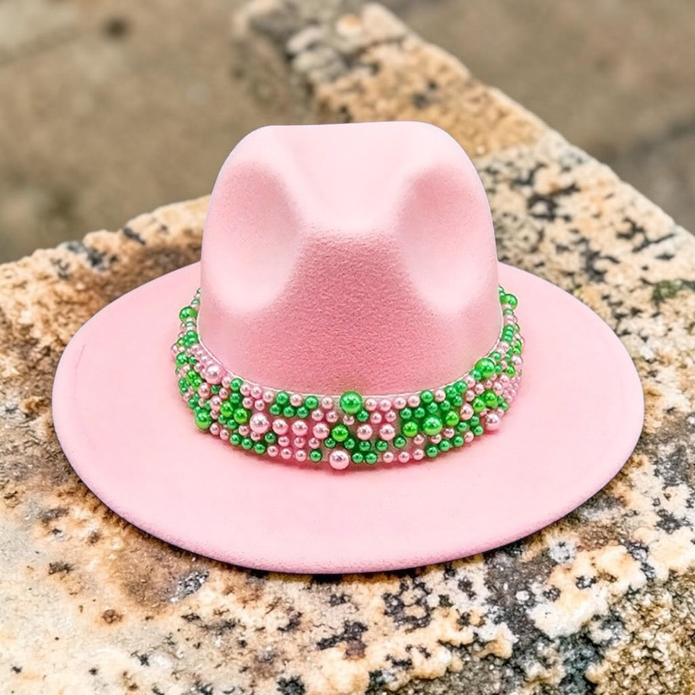 Women's Two Tone Fedora with Pearl Band
