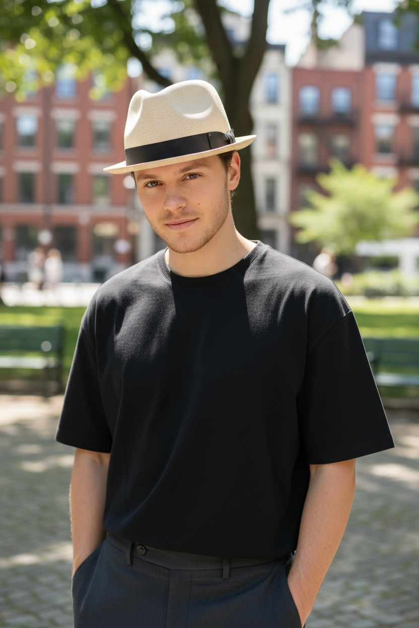 Linen /Cotton Fedora Men's Spring Summer Small Brim Solid Color Light Weight with Fabric Band L0962