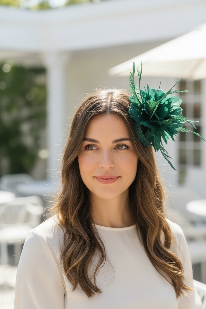 Women's Lighter Weight Feather Flower Fascinator with Back Clip