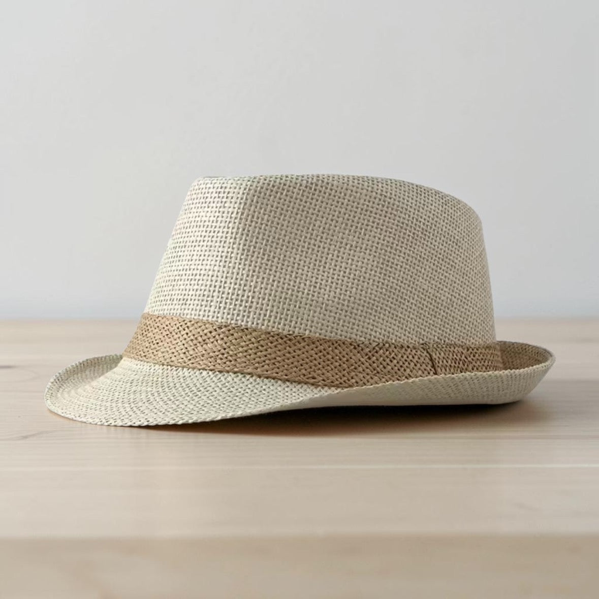 Men's Summer Paper Straw Fedora with White Straw Band