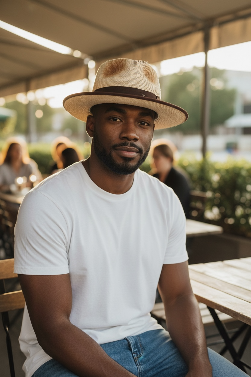 Morreton Woven Summer Raffia Straw Fedora With Feather & lining 7079