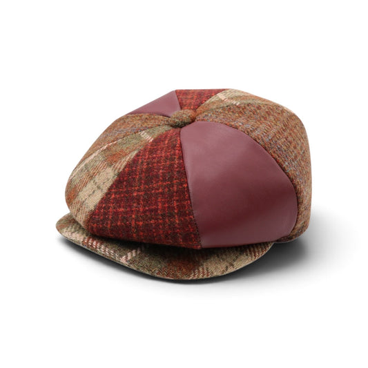Wool Blend Men's Patch Work Apple Hat Newsboy Cap front snap button