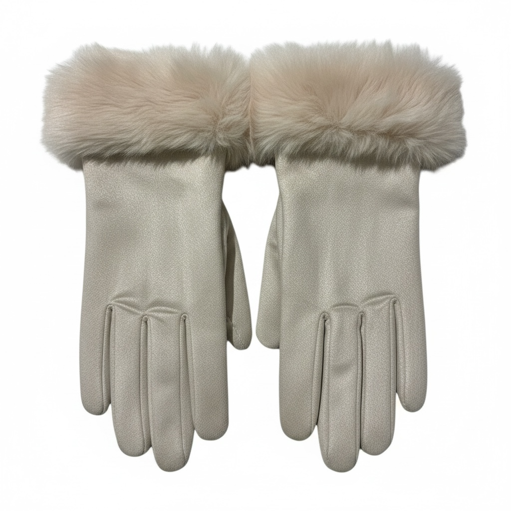 Faux Swede Glove for Women with Faux Fur Trim