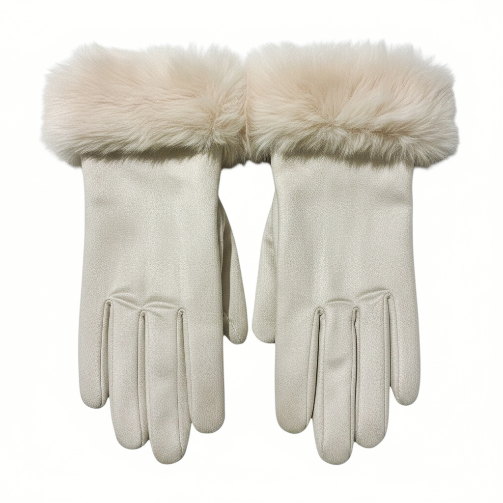 Faux Swede Glove for Women with Faux Fur Trim