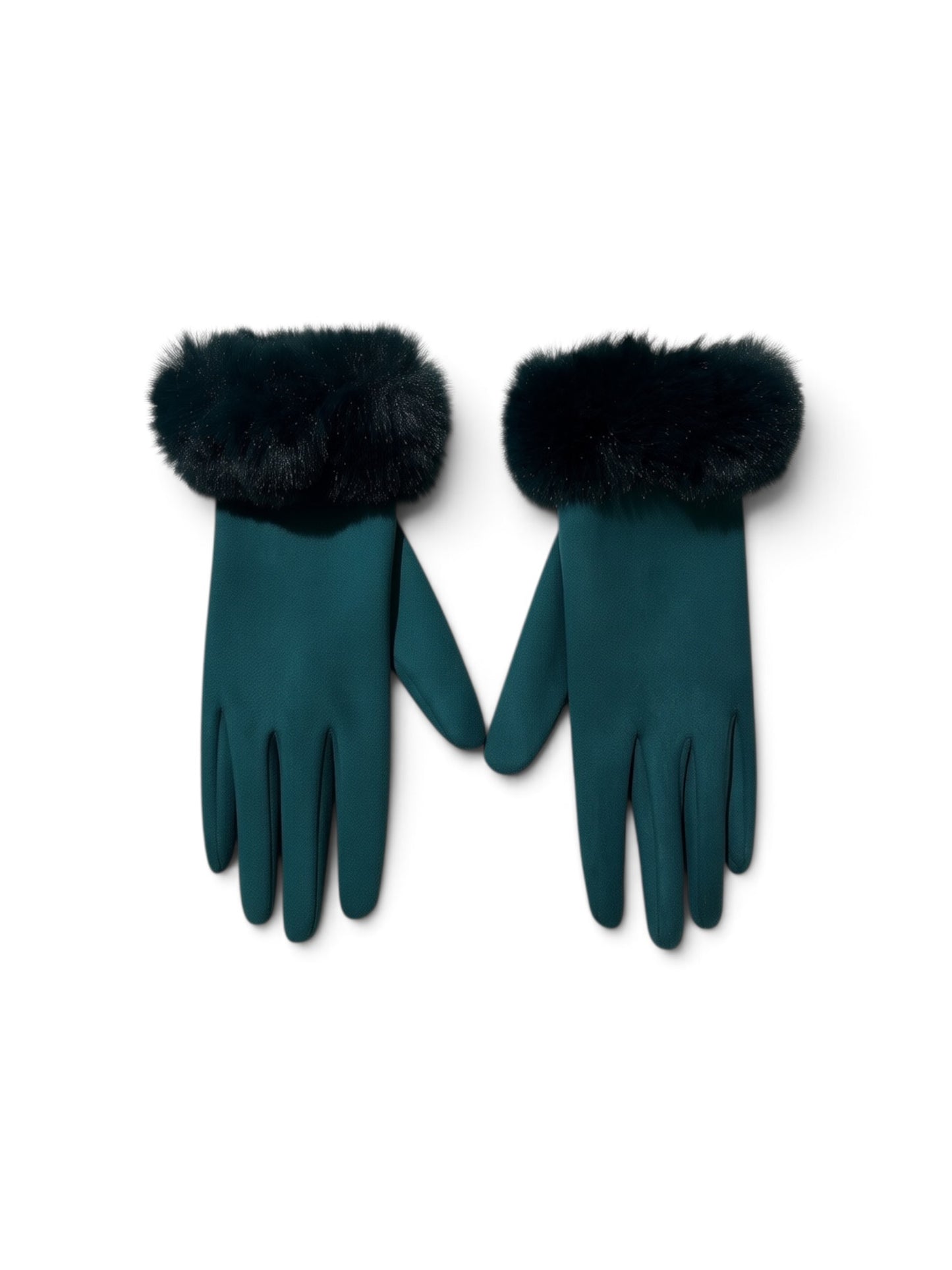Faux Swede Glove for Women with Faux Fur Trim