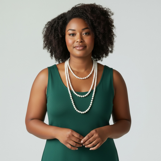 Women's Single Pearl Long Necklace 86''