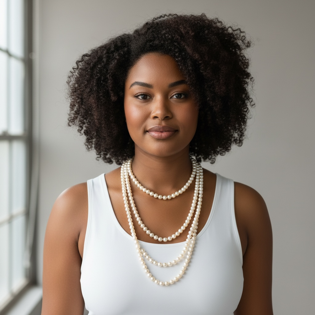 Women's Single Pearl Long Necklace 86''
