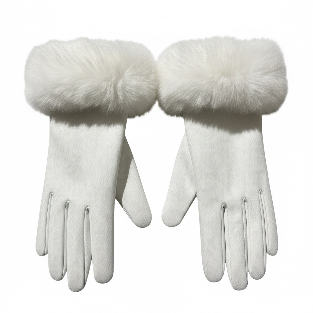 Faux Swede Glove for Women with Faux Fur Trim