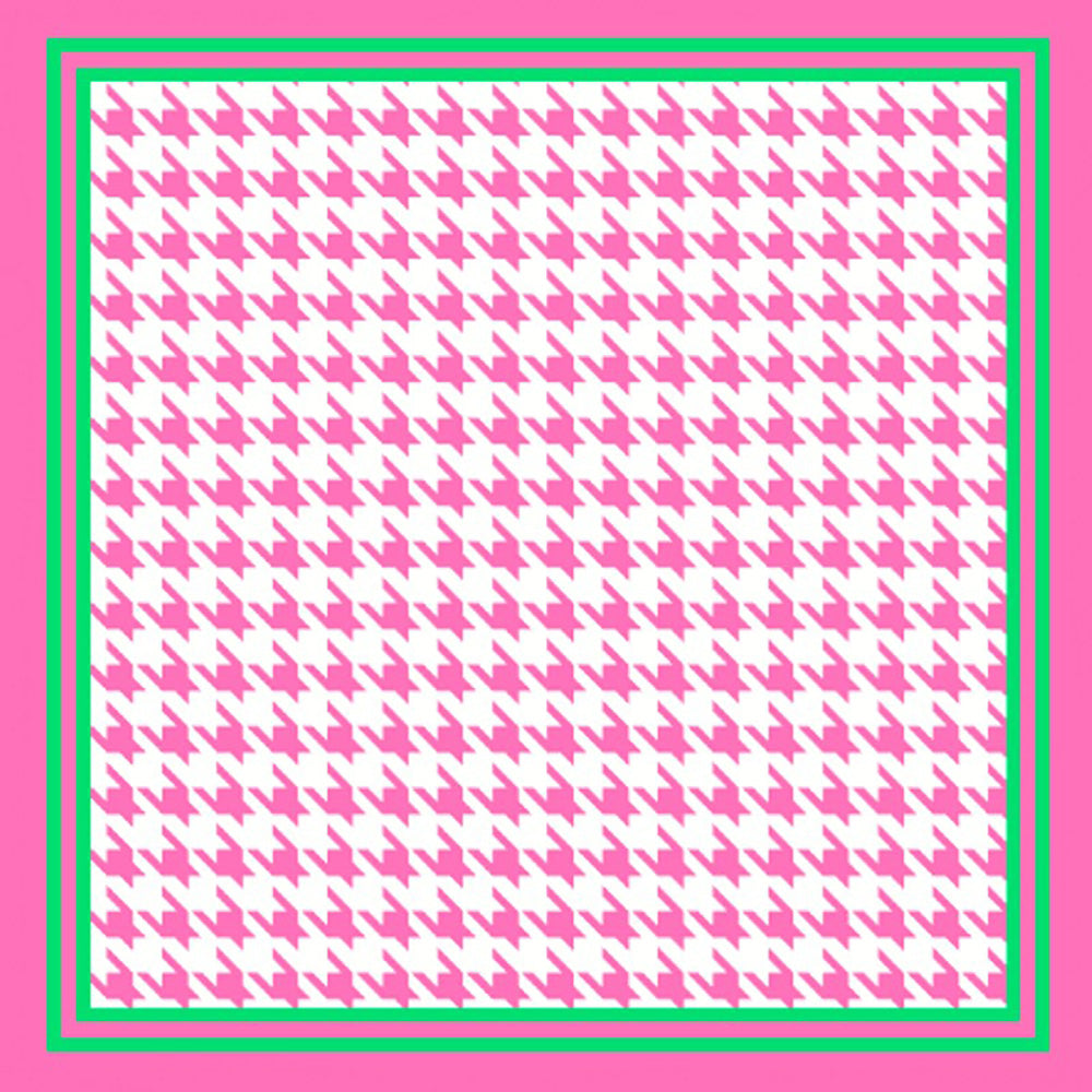 Leopard Pattern Printed Square Silky Satin Scarf Pink &Green