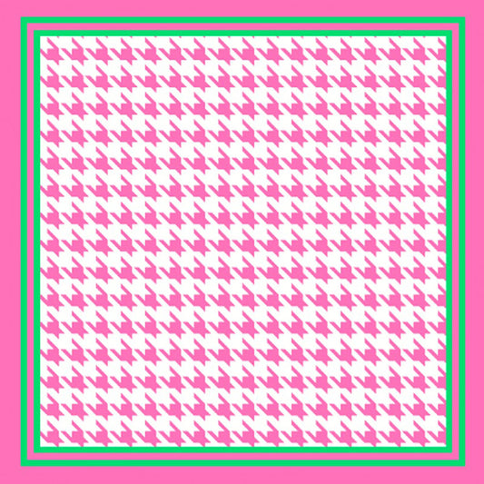 Leopard Pattern Printed Square Silky Satin Scarf Pink &Green