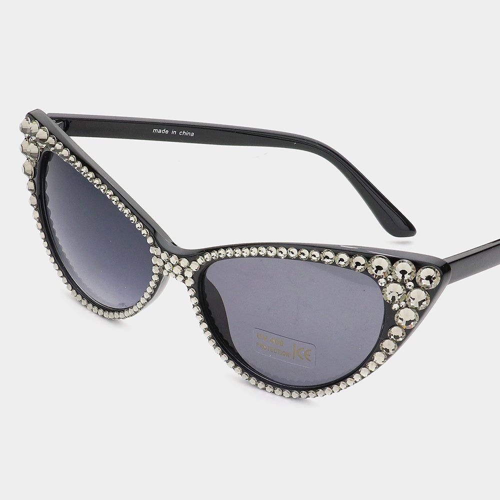 Women's Crystal Cat Eye Clear Lens Sunglasses Style L519651