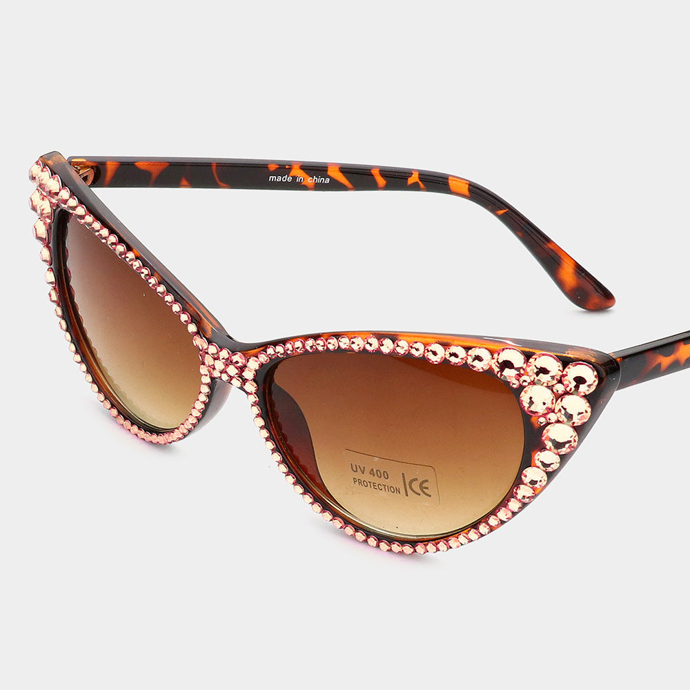 Women's Crystal Cat Eye Clear Lens Sunglasses Style L519651