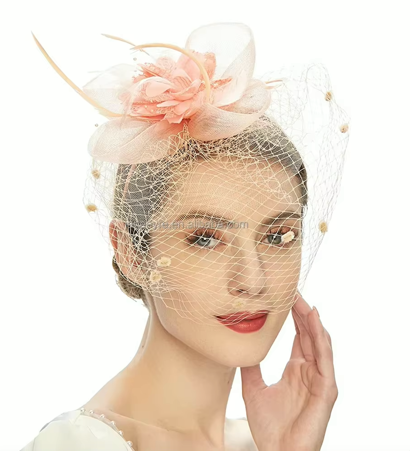 Women's Veil Net Mesh Flower Versatile Feather Derby Fascinators 69204