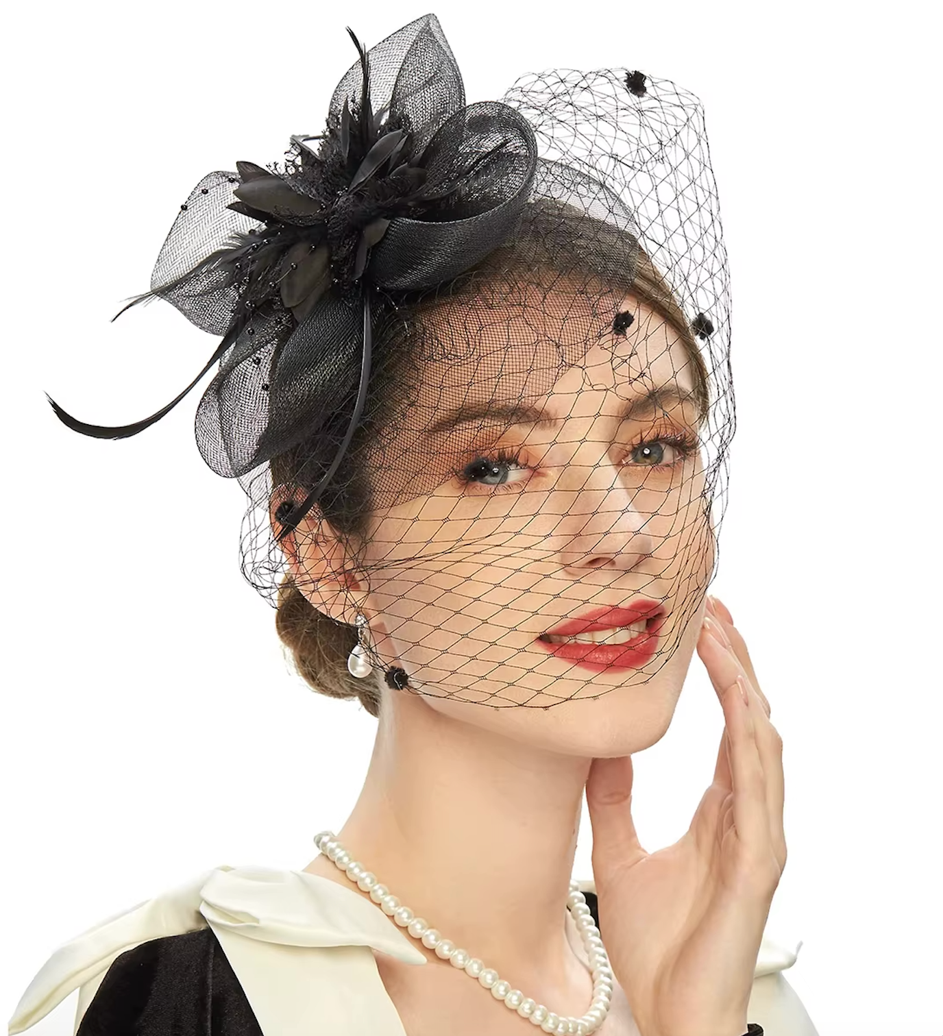 Women's Veil Net Mesh Flower Versatile Feather Derby Fascinators 69204