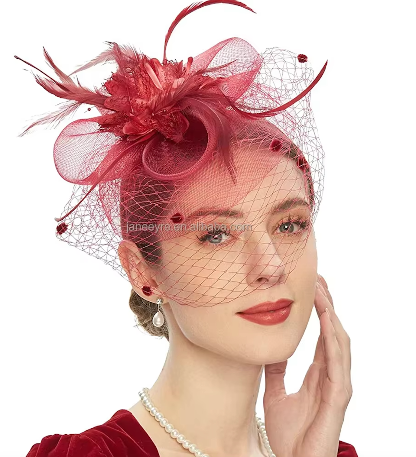 Women's Veil Net Mesh Flower Versatile Feather Derby Fascinators 69204