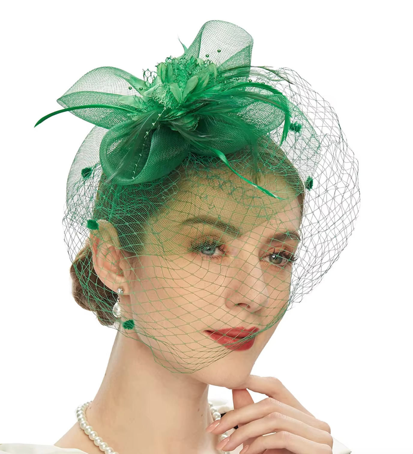 Women's Veil Net Mesh Flower Versatile Feather Derby Fascinators 69204