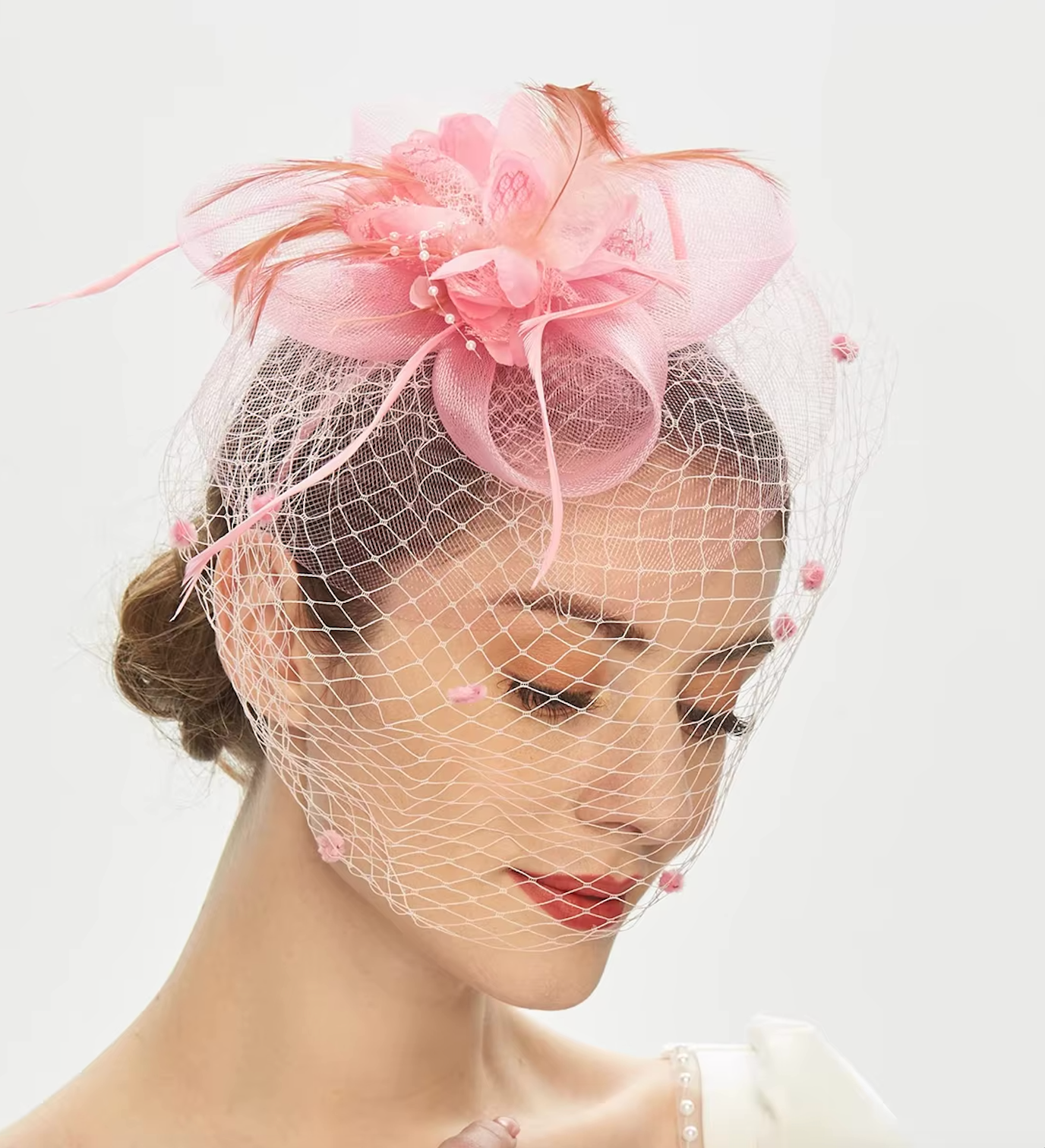 Women's Veil Net Mesh Flower Versatile Feather Derby Fascinators 69204