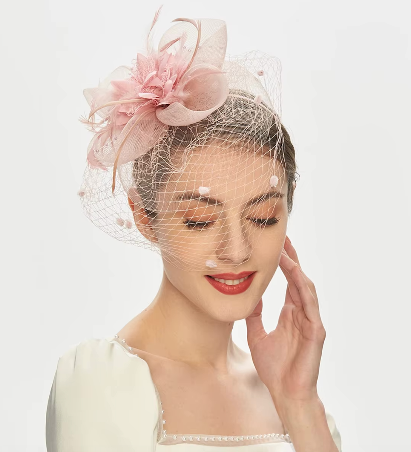 Women's Veil Net Mesh Flower Versatile Feather Derby Fascinators 69204