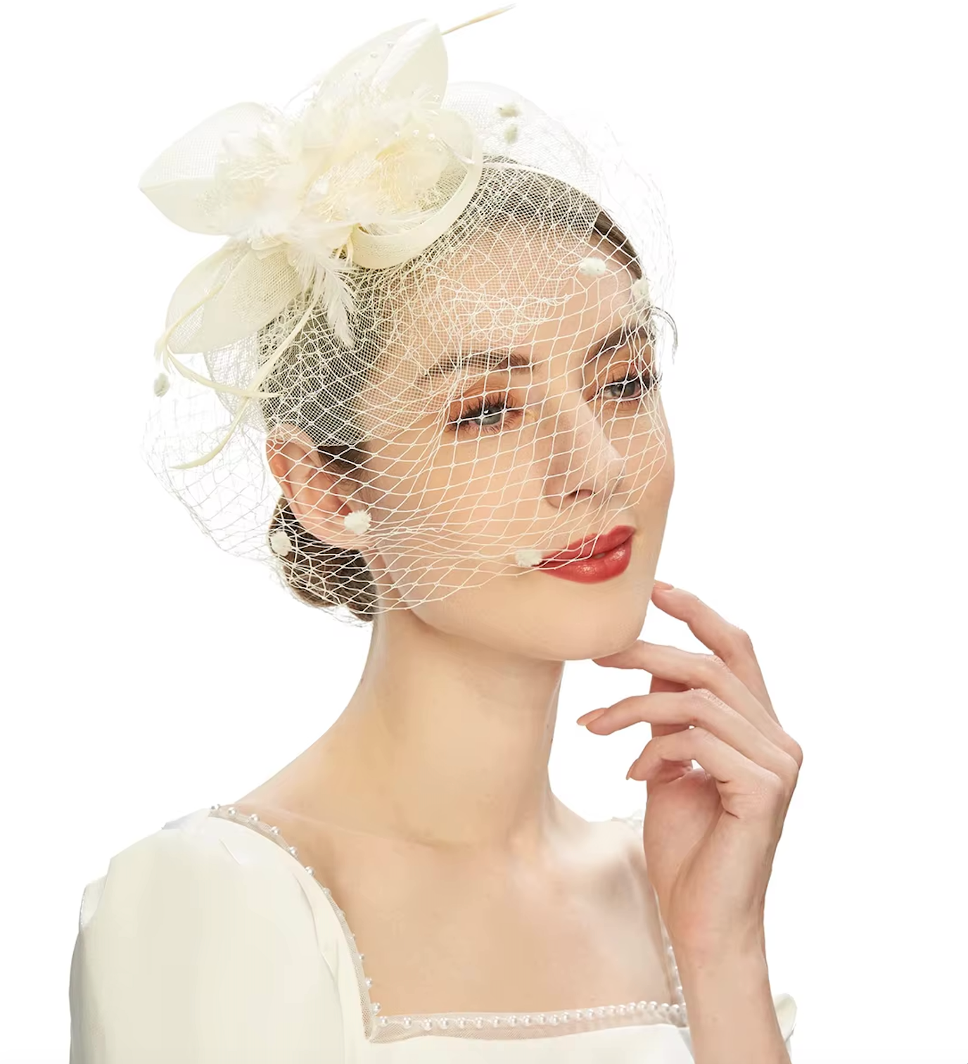 Women's Veil Net Mesh Flower Versatile Feather Derby Fascinators 69204