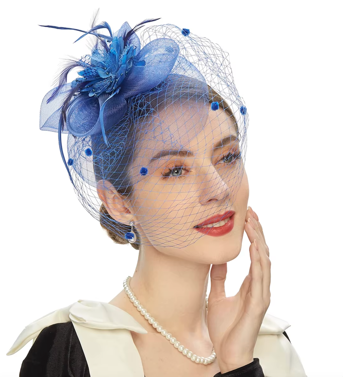 Women's Veil Net Mesh Flower Versatile Feather Derby Fascinators 69204