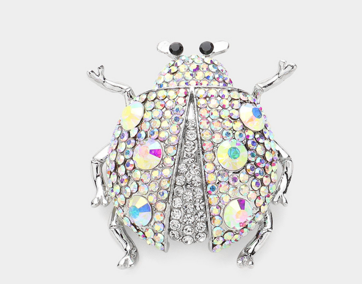 Broche Coccinelle Strass Dorée - Accessoire Femme Tendance, Idée Cadeau Mignon