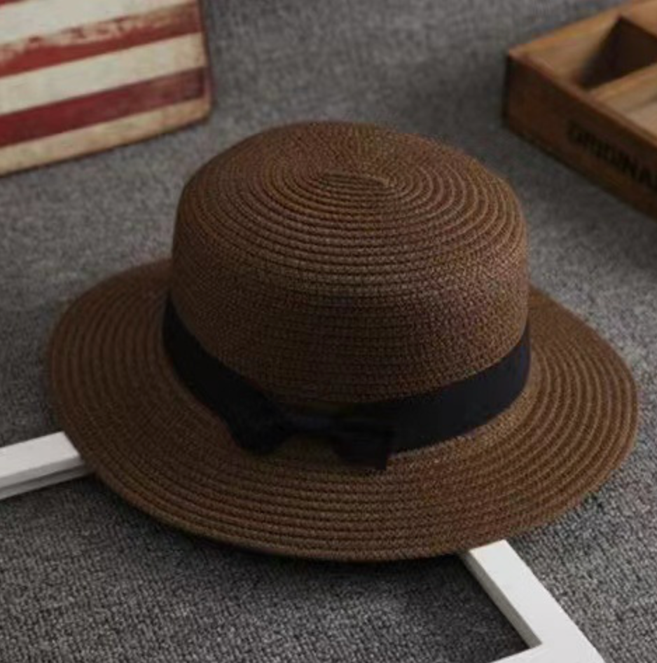 Small Brim Women's Round Flat Top Sun Hat For Spring Summer