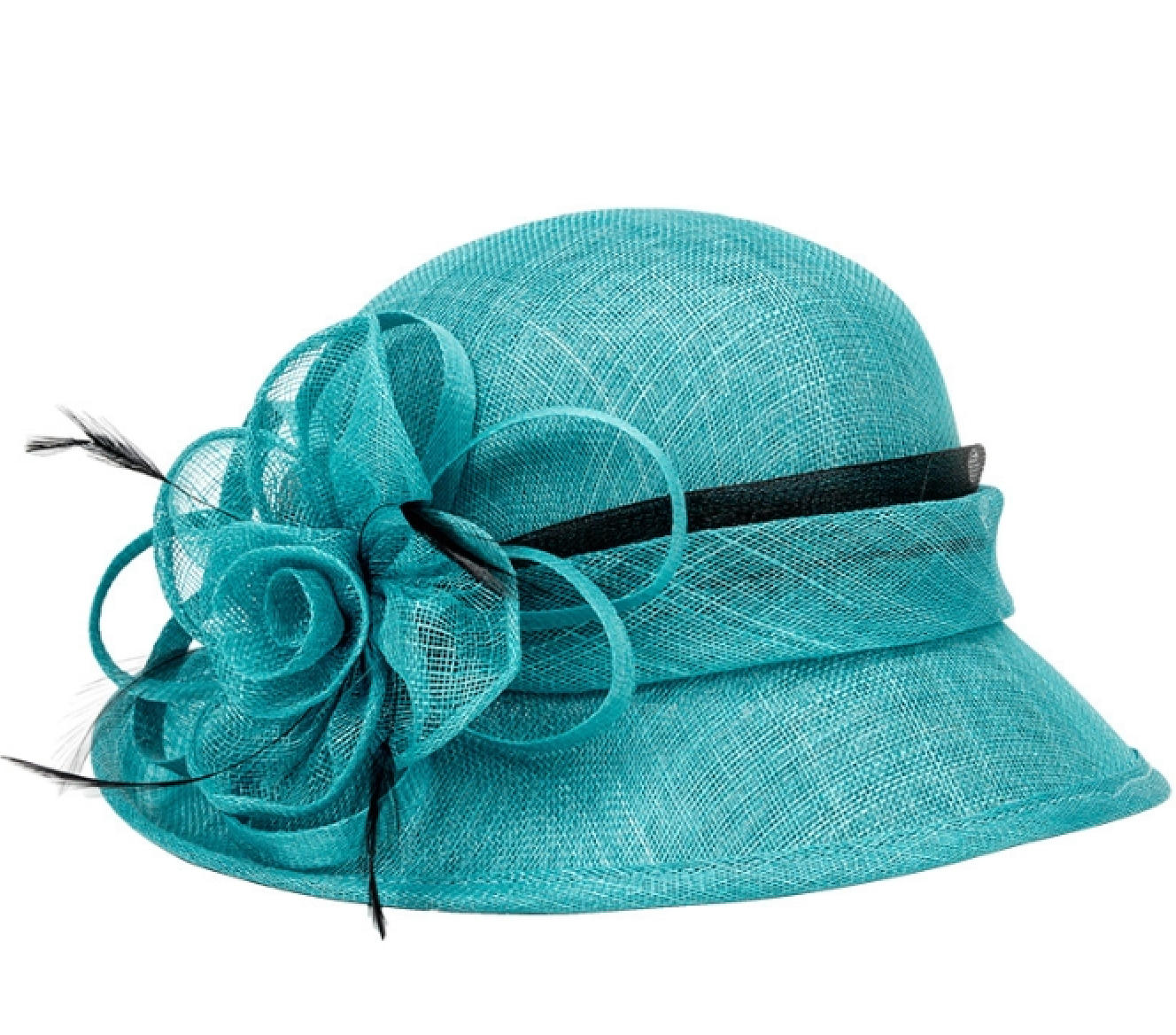 Two Tone Women's Small Brim Tea Party Hat with Flower L6110