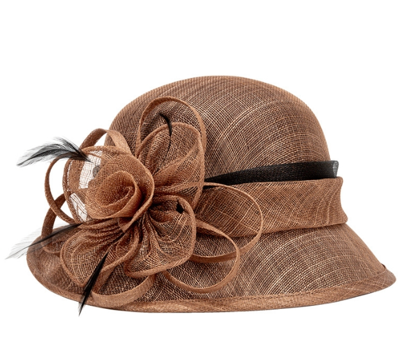 Two Tone Women's Small Brim Tea Party Hat with Flower L6110