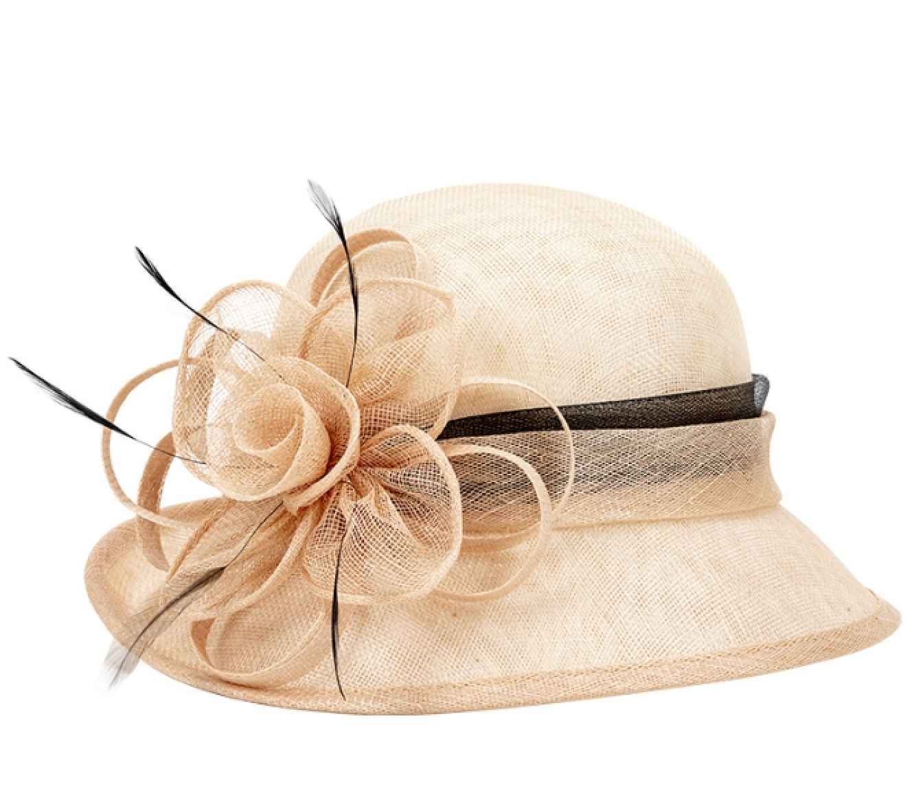 Two Tone Women's Small Brim Tea Party Hat with Flower L6110