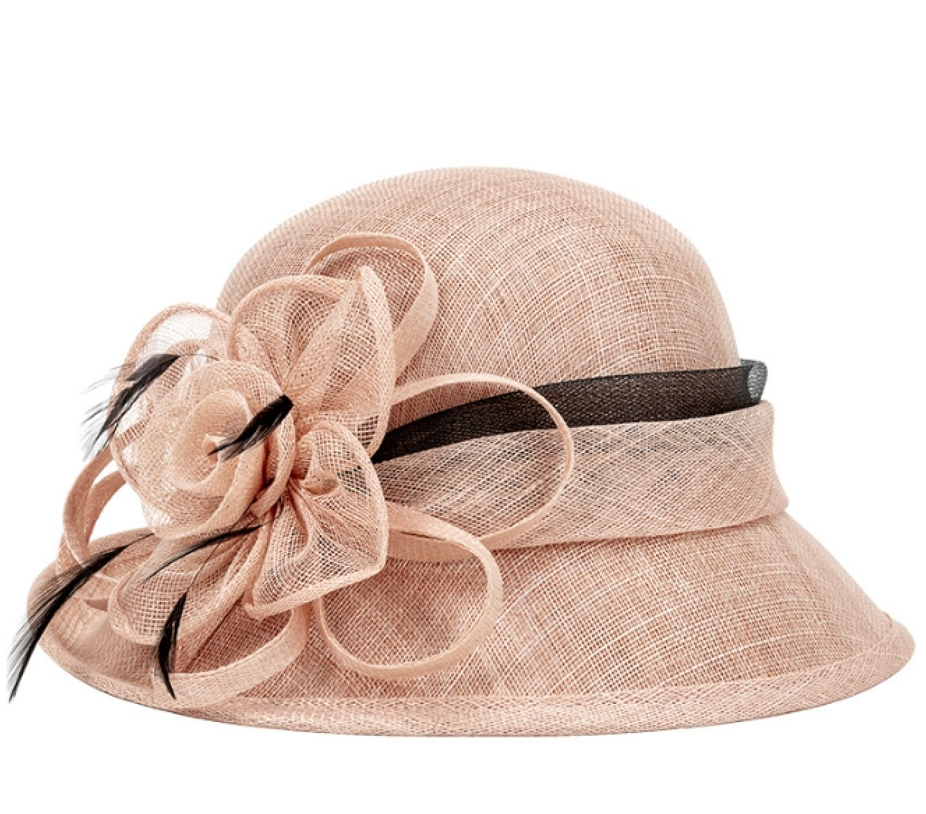 Two Tone Women's Small Brim Tea Party Hat with Flower L6110