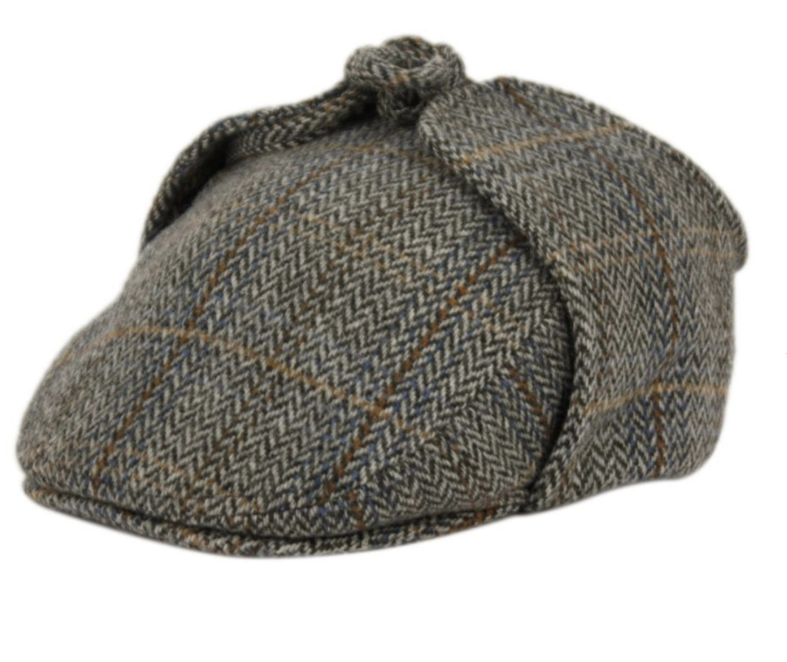 Men's Berteil 100% Wool Tweed Herringbone Ivy Caps W/Ear Flaps LB6088