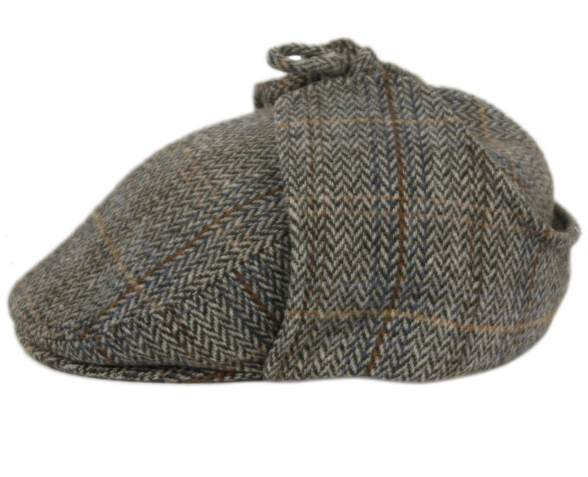 Men's Berteil 100% Wool Tweed Herringbone Ivy Caps W/Ear Flaps LB6088