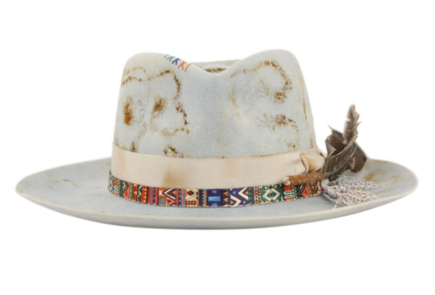 Men's Vintage Style Hard Shape Wide Brim 100% Wool Fedora Hat 6099