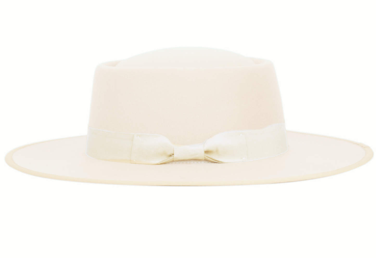 Wide Brim Poly Felt Porkpie Fedora With Grosgrain Ribbon Band 6025
